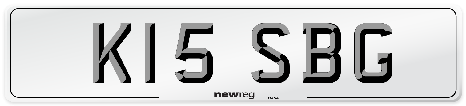 K15 SBG Number Plate from New Reg